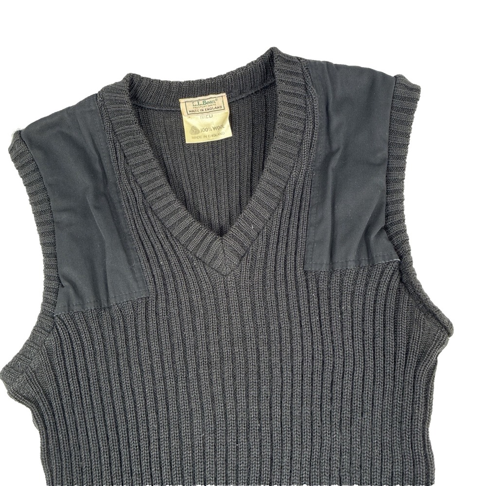 Vintage L.L. Bean Wool V-Neck Sweater Vest Size Medium Made In England